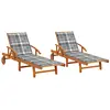 vidaXL Chaises longues 2 pcs avec coussins Bois d'acacia solide