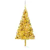 vidaXL Arbre de Noël artificiel pré-éclairé et boules doré 240 cm PET