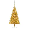 vidaXL Arbre de Noël artificiel pré-éclairé et boules doré 120 cm PET