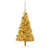 vidaXL Arbre de Noël artificiel pré-éclairé et boules doré 150 cm PET