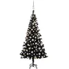 vidaXL Arbre de Noël artificiel pré-éclairé et boules noir 150 cm PVC