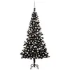 vidaXL Arbre de Noël artificiel pré-éclairé et boules noir 210 cm PVC