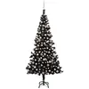 vidaXL Arbre de Noël artificiel pré-éclairé et boules noir 240 cm PVC
