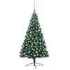 vidaXL Demi-arbre de Noël artificiel pré-éclairé et boules vert 180 cm