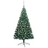 vidaXL Demi-arbre de Noël artificiel pré-éclairé et boules vert 210 cm