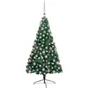 vidaXL Demi-arbre de Noël artificiel pré-éclairé et boules vert 240 cm
