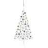 vidaXL Demi-arbre de Noël artificiel pré-éclairé et boules blanc 120cm