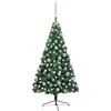 vidaXL Demi-arbre de Noël artificiel pré-éclairé et boules vert 120 cm