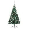 vidaXL Demi-arbre de Noël artificiel pré-éclairé et boules vert 150 cm
