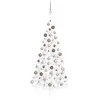 vidaXL Demi-arbre de Noël artificiel pré-éclairé et boules blanc 210cm