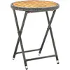 vidaXL Table à thé Gris 60 cm Résine tressée et bois d'acacia solide