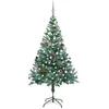 vidaXL Arbre de Noël givré pré-éclairé et boules pommes de pin 150 cm