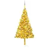 vidaXL Arbre de Noël artificiel pré-éclairé et boules doré 240 cm PET