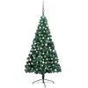 vidaXL Demi-arbre de Noël artificiel pré-éclairé et boules vert 180 cm
