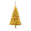 vidaXL Arbre de Noël artificiel pré-éclairé et boules doré 120 cm PET