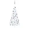 vidaXL Demi-arbre de Noël artificiel pré-éclairé et boules blanc 210cm