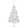 vidaXL Arbre de Noël artificiel pré-éclairé et boules blanc 210 cm PVC