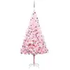 vidaXL Arbre de Noël artificiel pré-éclairé et boules rose 210 cm PVC