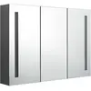 vidaXL Armoire de salle de bain à miroir LED 89x14x62 cm Gris