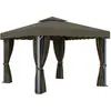 vidaXL Tonnelle avec rideau 3x3 m Taupe Aluminium