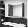 vidaXL Armoire de salle de bain à miroir LED 89x14x62 cm noir brillant