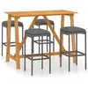 vidaXL Ensemble de bar de jardin avec coussins 5 pcs Gris