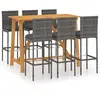 vidaXL Ensemble de bar de jardin 7 pcs avec coussins Gris