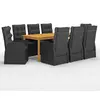 vidaXL Ensemble de salle à manger de jardin 9 pcs Noir