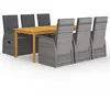 vidaXL Ensemble de salle à manger de jardin 7 pcs Gris
