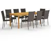 vidaXL Ensemble de salle à manger de jardin 9 pcs Marron