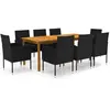 vidaXL Ensemble de salle à manger de jardin 9 pcs Noir