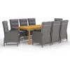 vidaXL Ensemble de salle à manger de jardin 9 pcs Gris