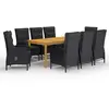 vidaXL Ensemble de salle à manger de jardin 9 pcs Noir