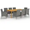 vidaXL Ensemble de salle à manger de jardin 9 pcs Gris