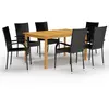 vidaXL Ensemble de salle à manger de jardin 7 pcs Noir