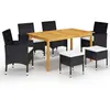 vidaXL Ensemble de salle à manger de jardin 7 pcs Noir