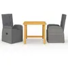 vidaXL Ensemble de salle à manger de jardin 3 pcs Gris