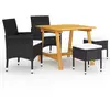 vidaXL Ensemble de salle à manger de jardin 5 pcs Noir