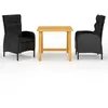 vidaXL Ensemble de salle à manger de jardin 3 pcs Noir