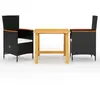 vidaXL Ensemble de salle à manger de jardin 3 pcs Noir