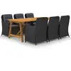 vidaXL Ensemble de salle à manger de jardin 7 pcs Noir