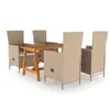 vidaXL Ensemble de salle à manger de jardin 5 pcs Beige
