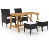 vidaXL Ensemble de salle à manger de jardin 5 pcs Noir