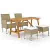 VIDAXL Ensemble à manger de jardin 5 pcs - Beige