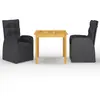 vidaXL Ensemble de salle à manger de jardin 3 pcs Noir