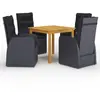 vidaXL Ensemble de salle à manger de jardin 5 pcs Noir