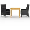 vidaXL Ensemble de salle à manger de jardin 3 pcs Noir