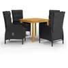 vidaXL Ensemble de salle à manger de jardin 5 pcs Noir