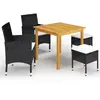 vidaXL Ensemble de salle à manger de jardin 5 pcs Noir