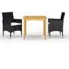 vidaXL Ensemble de salle à manger de jardin 3 pcs Noir
